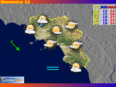 Previsioni giornaliere, riassuntive delle 24 ore, per la regione Campania