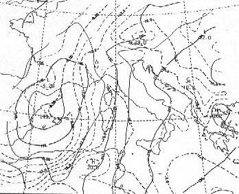 La situazione il 23 Settembre, carta a 850hPa