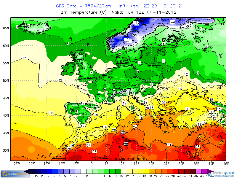 Temperature a 2m modello GFS