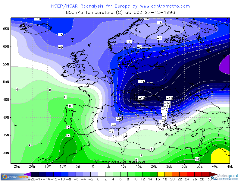 Temperature a 850hPa il 27 Dicembre