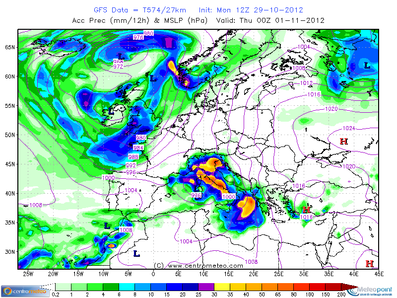 Accumulo precipitazioni modello GFS