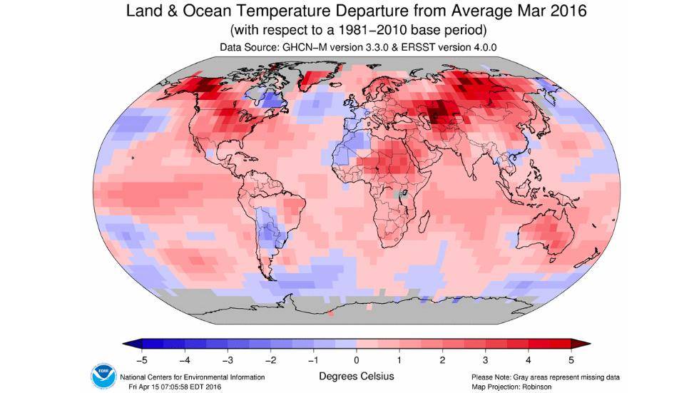 Anomalia termica Marzo 2016