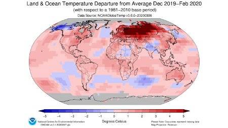 Anomalie inverno 2019-2020, mappa globale