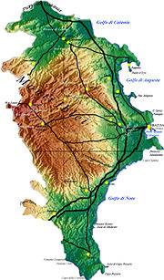 Cartina fisica provincia di Siracusa