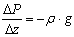 L'equazione dell'equilibrio idrostatico: la variazione della pressione con la quota è proporzionale al prodotto fra densità e accelerazione di gravità