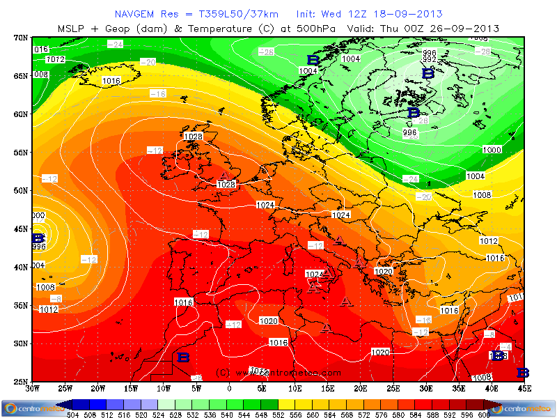 Mappa del modello NAVGEM per il 26 Settembre