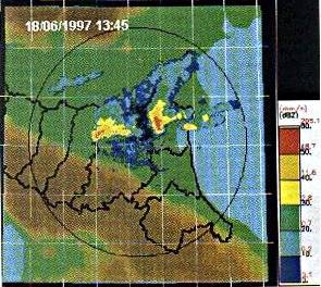 Mappa radar del 18.6.1997 ore 13.45 GMT