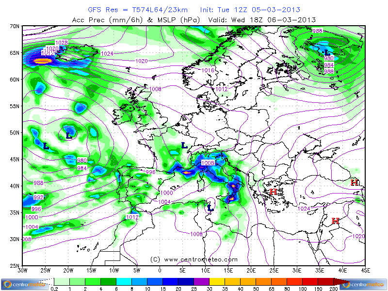 Precipitazioni 6 Marzo