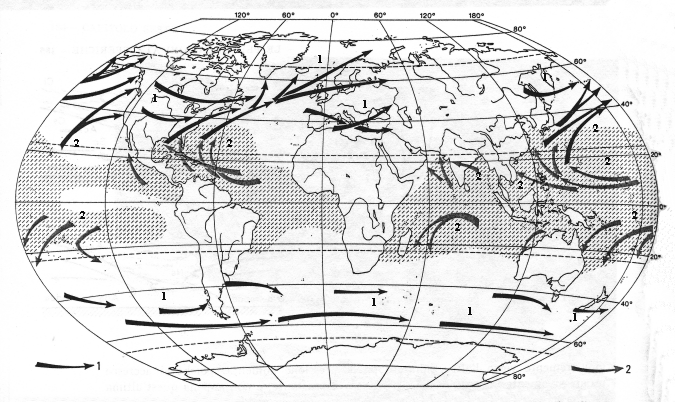 Le tipiche traiettorie dei cicloni tropicali ed extra-tropicali