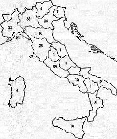 Trombe d'aria segnalate nel periodo 1946-1973