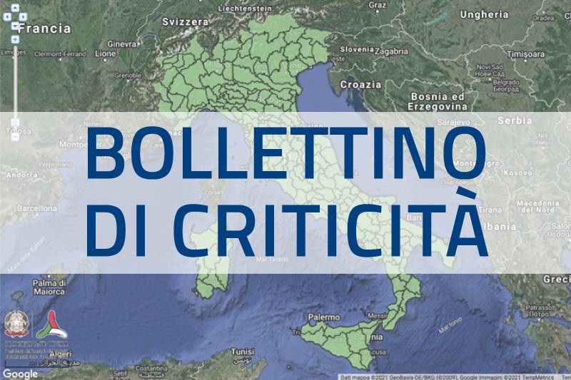 Mappa allerte Meteo Protezione Civile - Bollettino Criticità