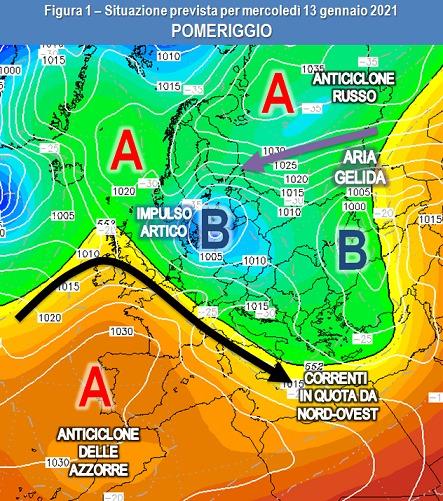 Situazione prevista per il 13 Gennaio 2021 pomeriggio