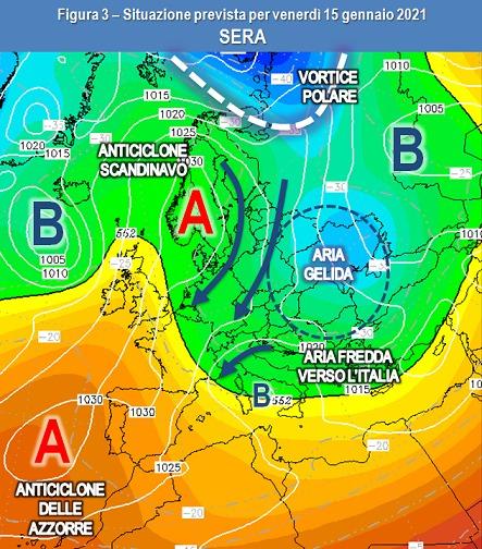 Sinottica prevista per il 15 Gennaio 2021 sera