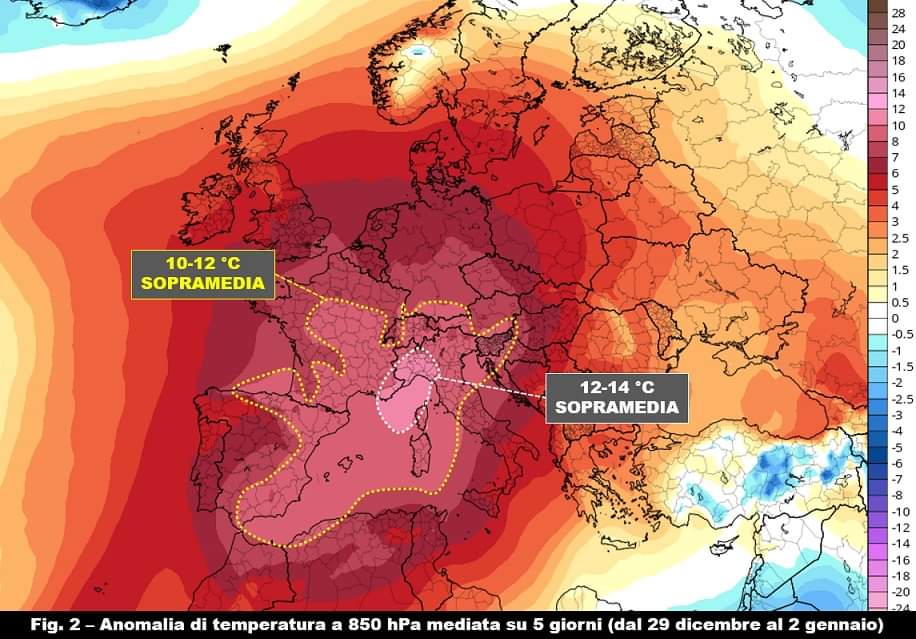 Anomalia Anticiclone atteso per Capodanno 2022