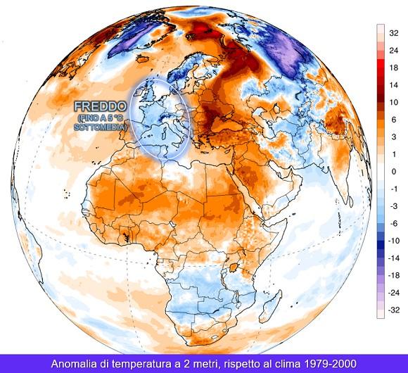 Anomalia della temperatura a 2 metri