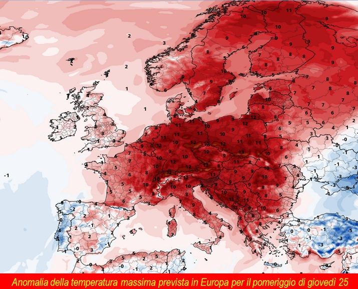 Anomalia della temperatura 25 febbraio 2021