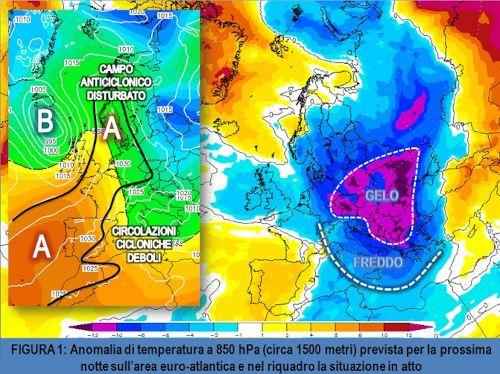 Anomalia della temperatura a 850hPa