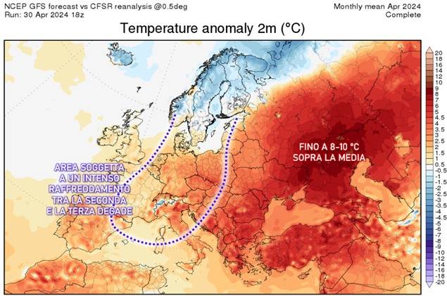 Anomalie temperature aprile 2024