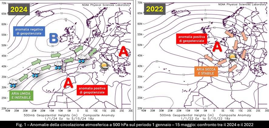 Anomalie nel 2024 finora e confronto col 2022