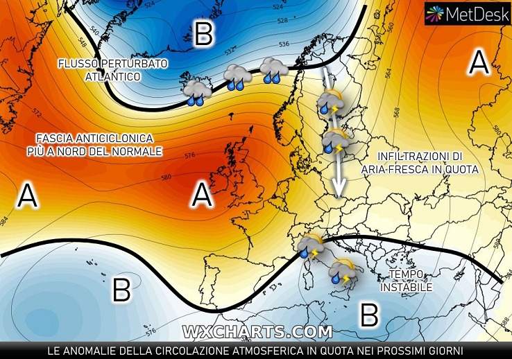 Anomalie per l'inizio della terza decade di maggio 2023