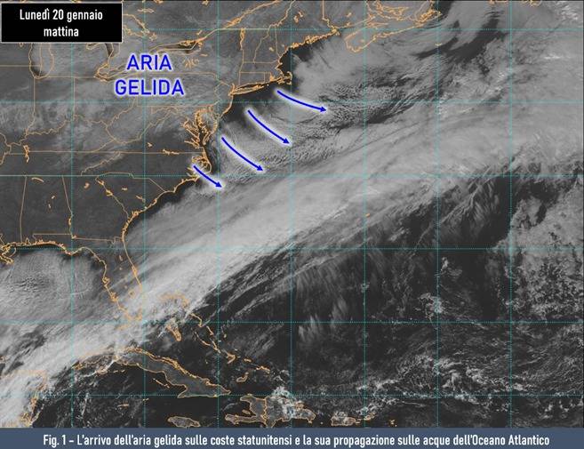 Aria gelida dagli USA all'Oceano Atlantico