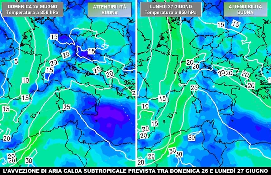 Avvezione calda 26, 27 giugno 2022