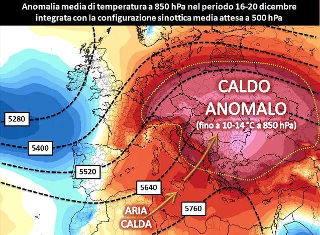 Caldo anomalo tra il 16 e il 20 Dicembre