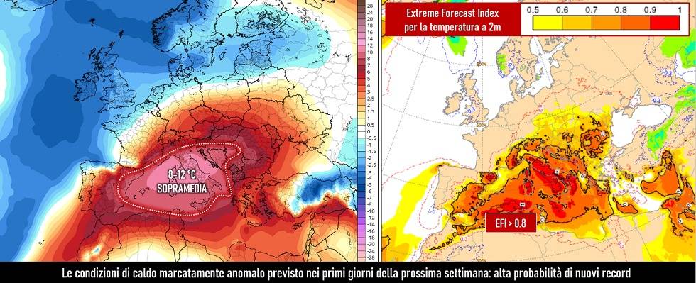 Caldo estremo e anomalo atteso, luglio 2023