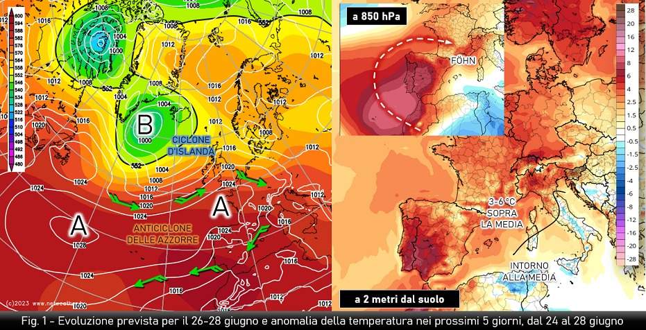 Circolazione atmosferica attesa per il 24-28 giugno 2023