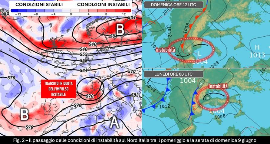 Circolazione atmosferica attesa per il fine settimana 