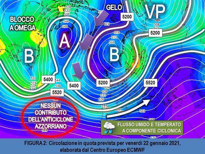 Circolazione in quota prevista per il 22 Gennaio 2021