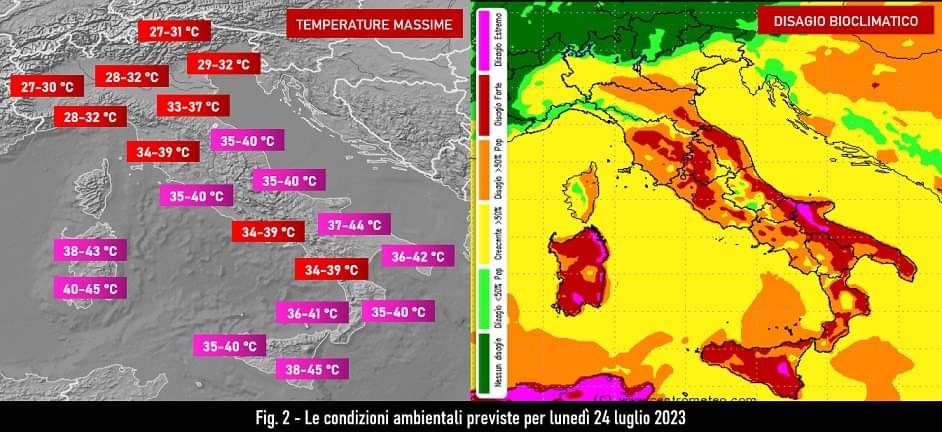 Condizioni ambientali attese per il 24 luglio 2023