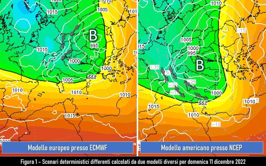 Confronto tra due emissioni modellistiche ecmwf e gfs