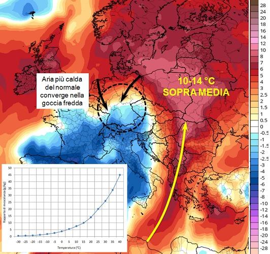 Forti contrasti fra masse d'aria calda e fredda