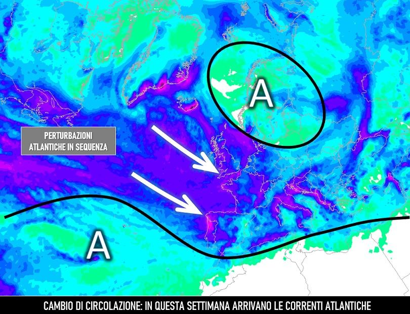 Correnti atlantiche in arrivo a metà novembre 2022