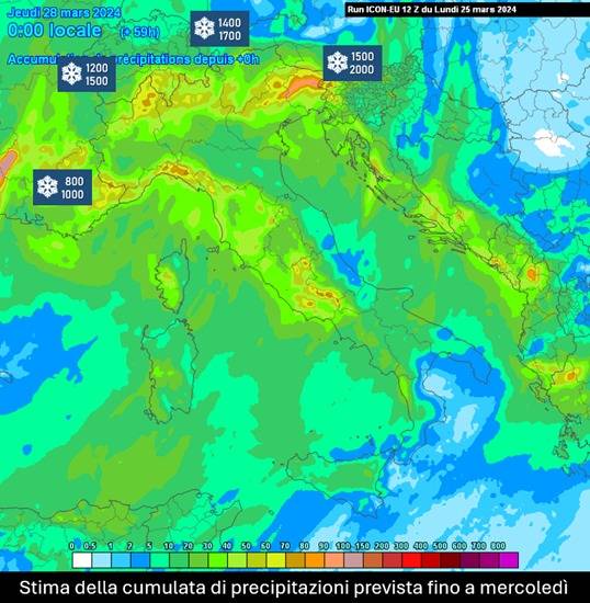 Cumulata pioggia entro il 27 marzo 2024