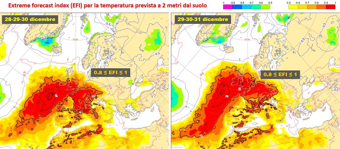 EFI temperatura a 2m fine dicembre 2021