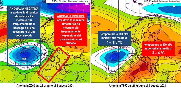 Anomalie geopotenziali e temperature