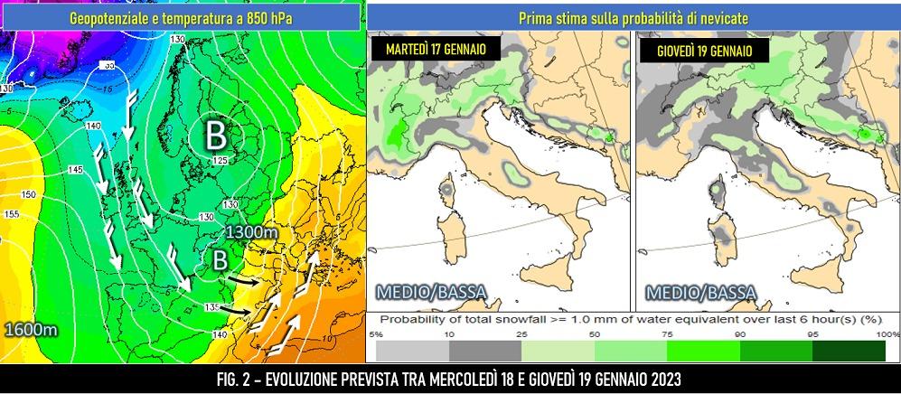 Evoluzione attesa per il 18-19 gennaio 2023