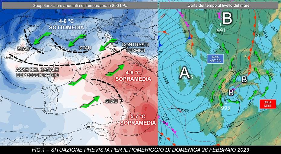 Evoluzione attesa per il 26 febbraio 2023