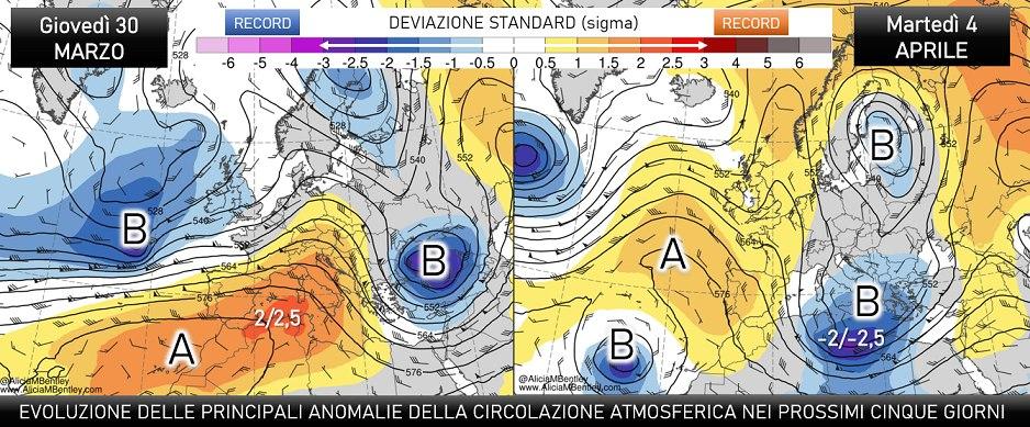 Evoluzione attesa per le anomalie dal 30 marzo al 4 aprile 2023
