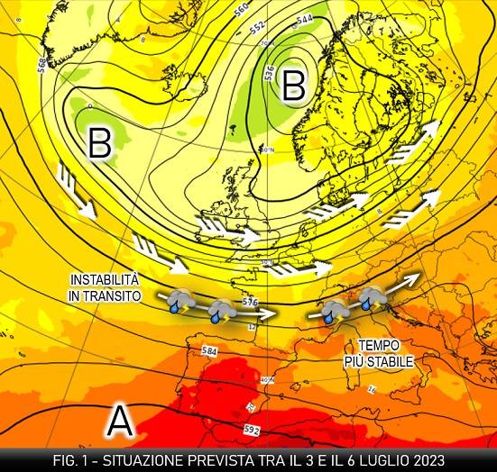 Evoluzione attesa per il 3-6 luglio 2023