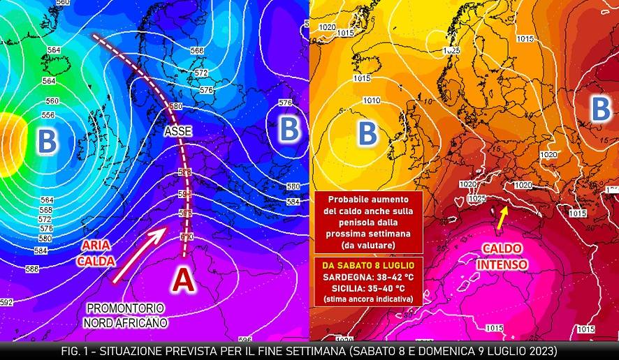 Evoluzione attesa per il 8-9 luglio 2023