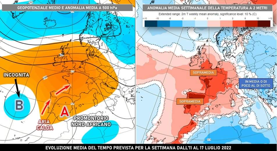 Evoluzione media attesa per la settimana 11-17 Luglio 2022