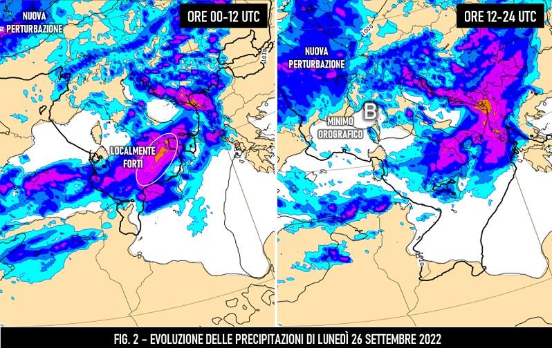 Precipitazioni attese per il 26 Settembre 2022