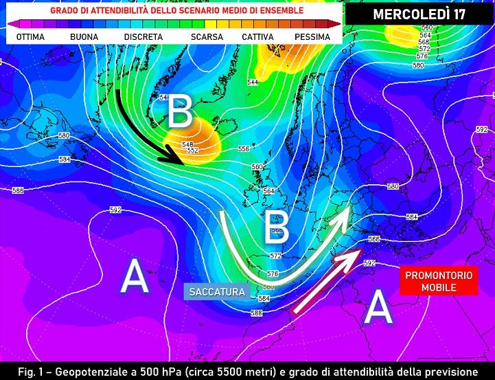 Geopotenziali a 500hPa per il 17 Agosto 2022