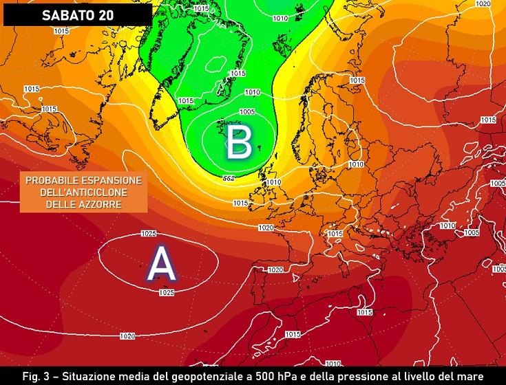 Geopotenziale medio a 500hPa per il 20 Agosto 2022