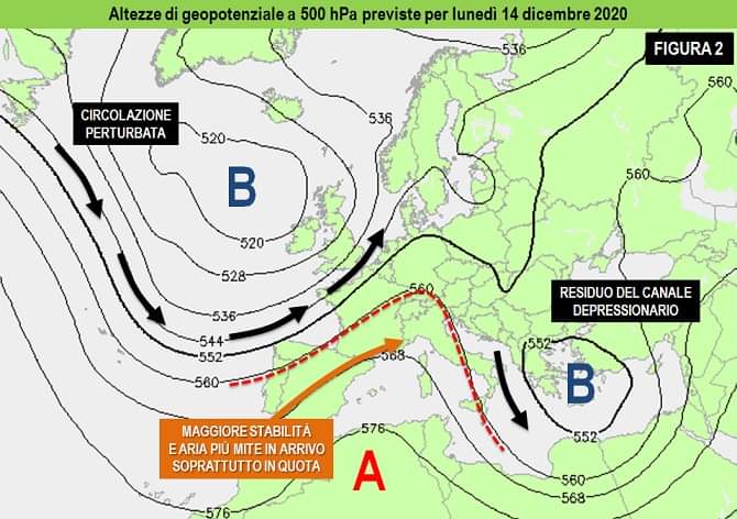 Geopotenziali attesi per il 14 Dicembre 2020