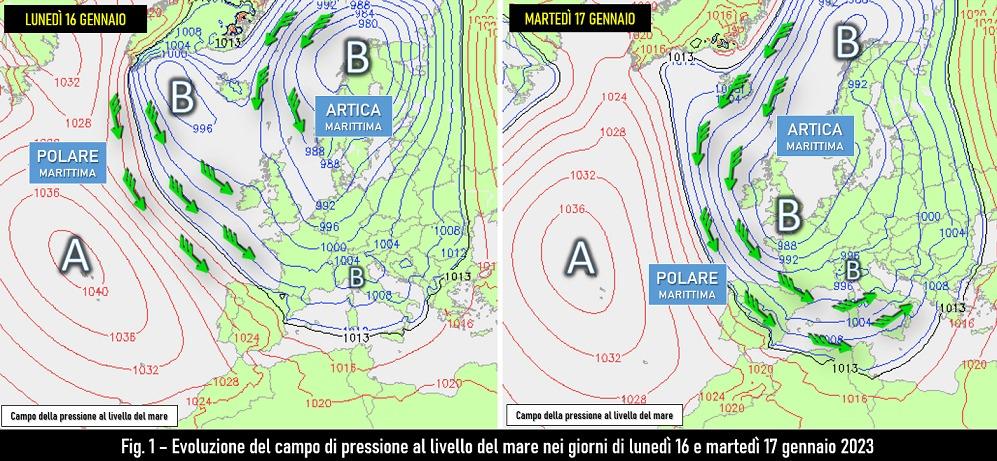 Mappa di previsione per il 16 e 17 Gennaio 2023