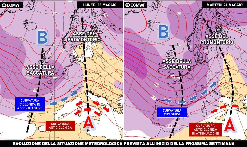 Mappa di previsione per il 23 e il 24 Maggio 2022